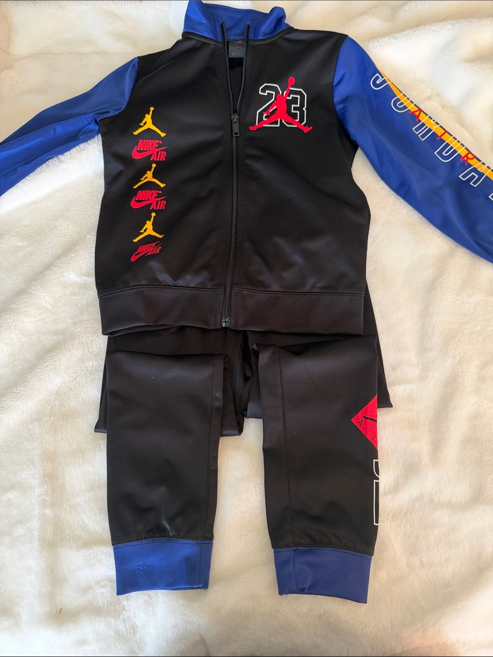 Nike Black, Blue & Red Jordan Kids' Two-Piece Athletic Wear Set. Size 6-7 Boys.